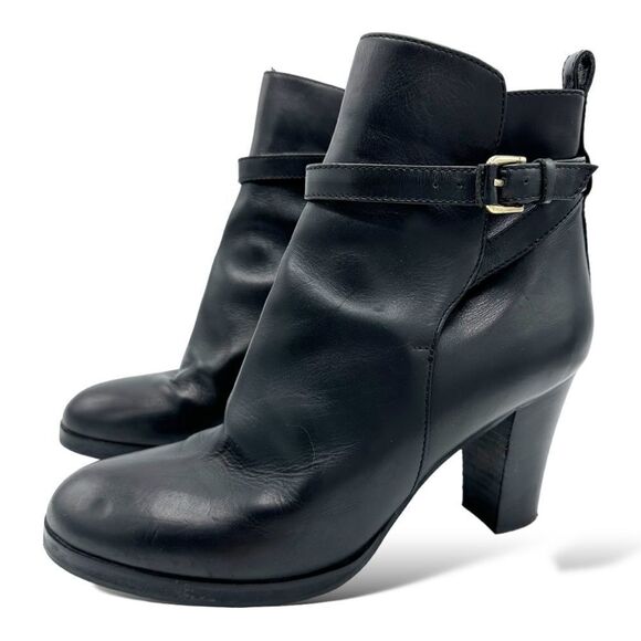 J.CREW Ankle Boots Platform Sz. 9 Black Leather Belted Made in ITALY Women's 10 - Picture 3 of 12